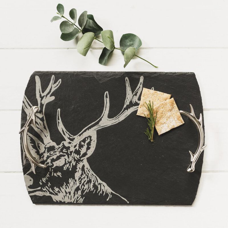 Selbrae House Serving Tray Medium - Stag with Antler Handles image number 2